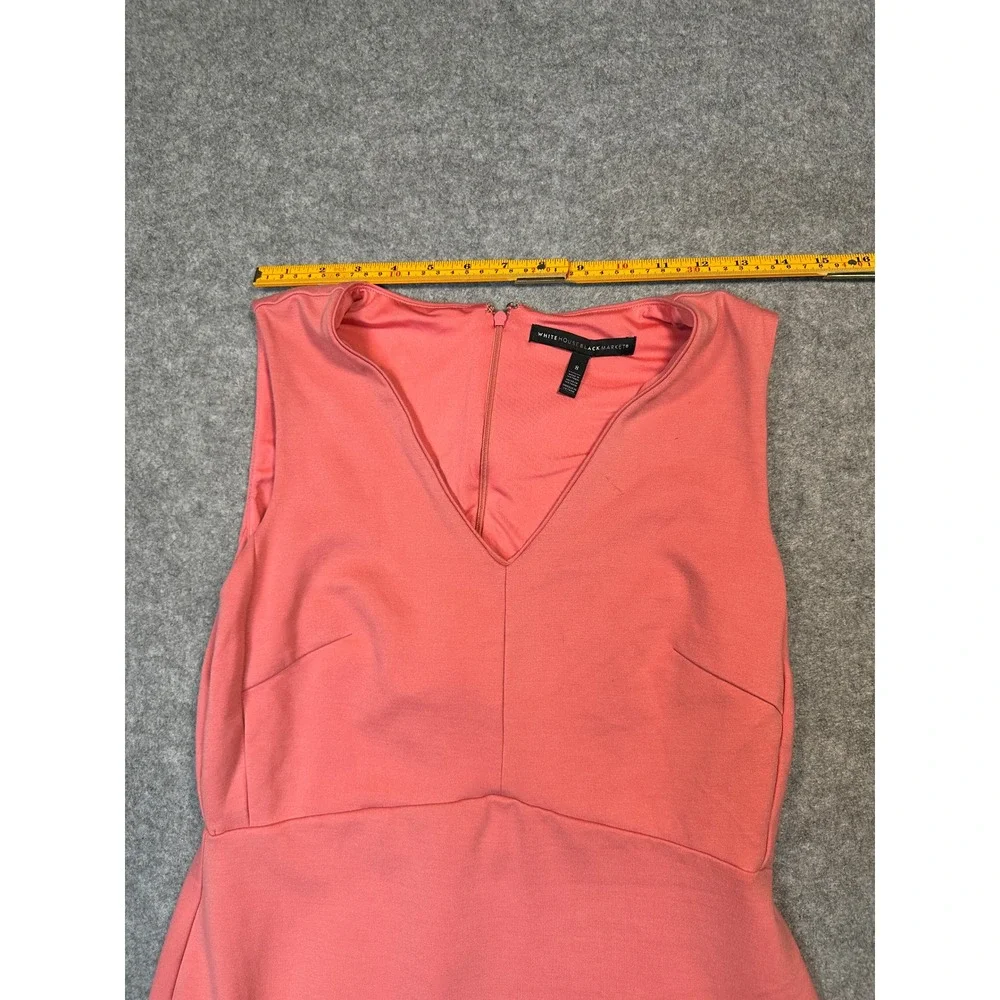 White House‎ Black Market V-Neck Sleeveless Dress 8 Coral Ponte Knit